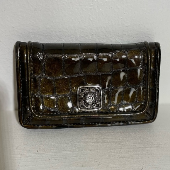 Brighton Bags Brighton Olive Color Croc Embossed Card Wallet And Id